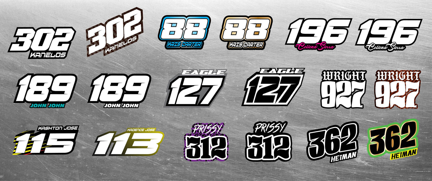 Custom RC Decals | Name & Number Decals | Personalized Decal Set