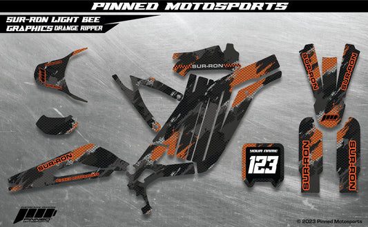 Orange Ripper Personalized Sur-Ron Light Bee Graphics, Sur-Ron Light Bee Full Graphics Kit, Custom Sur-Ron Light Bee Graphics