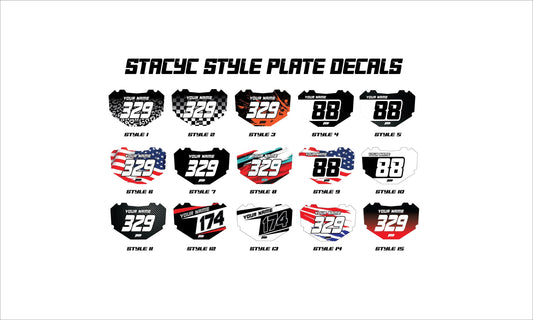 Stacyc Style Plate Graphics | Number Plate Decals | Personalized Plate Decals