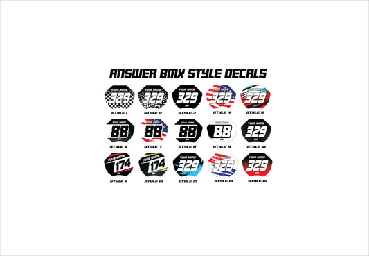 BMX Answer Style Number Plate Decals: Personalized Plates, BMX Graphics | Fast Shipping