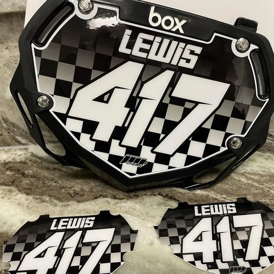 Personalized Box Two BMX Number Plate Decals