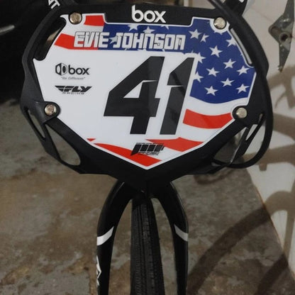 Personalized Box Two BMX Number Plate Decals