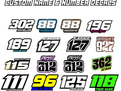 Custom Name & Number Decals | Waterproof Stickers | Personalized Decal Set