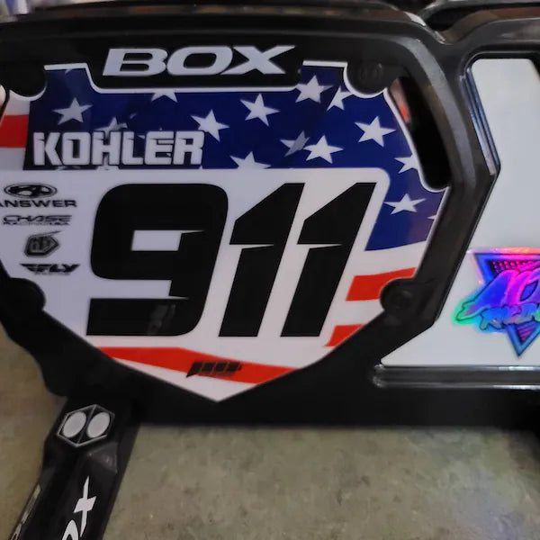 Personalized Box Two BMX Number Plate Decals