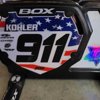Personalized Box Two BMX Number Plate Decals