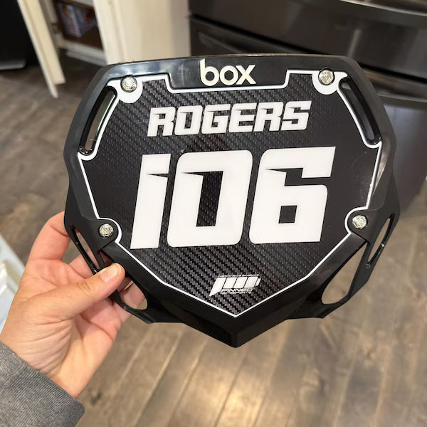 Race Spec BMX Plate Decals | Custom Name / Number | Senior & Junior Sizes