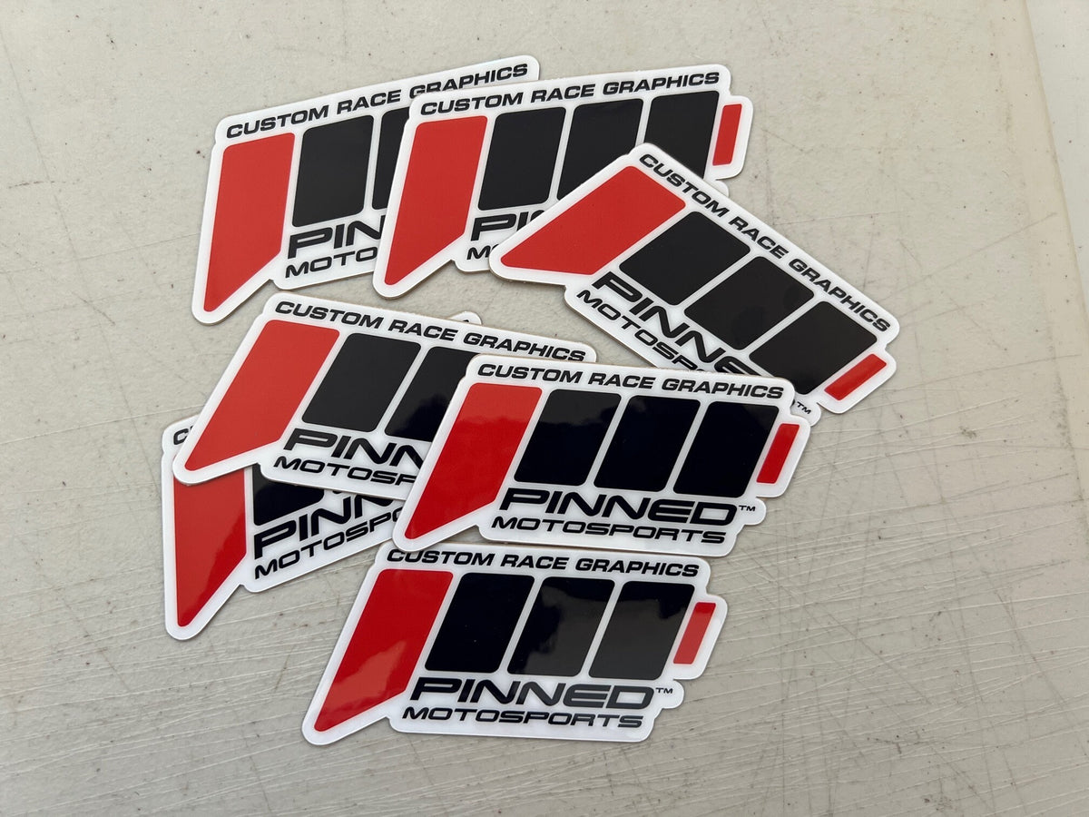 Pinned Motosports Signature Logo Decal, Waterproof Stickers, Logo Decals, Motorsports Stickers