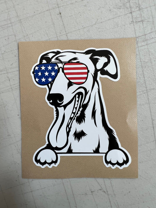 Dog USA Decals, Pet Decals, Waterproof Stickers, American Made Stickers, USA Decals