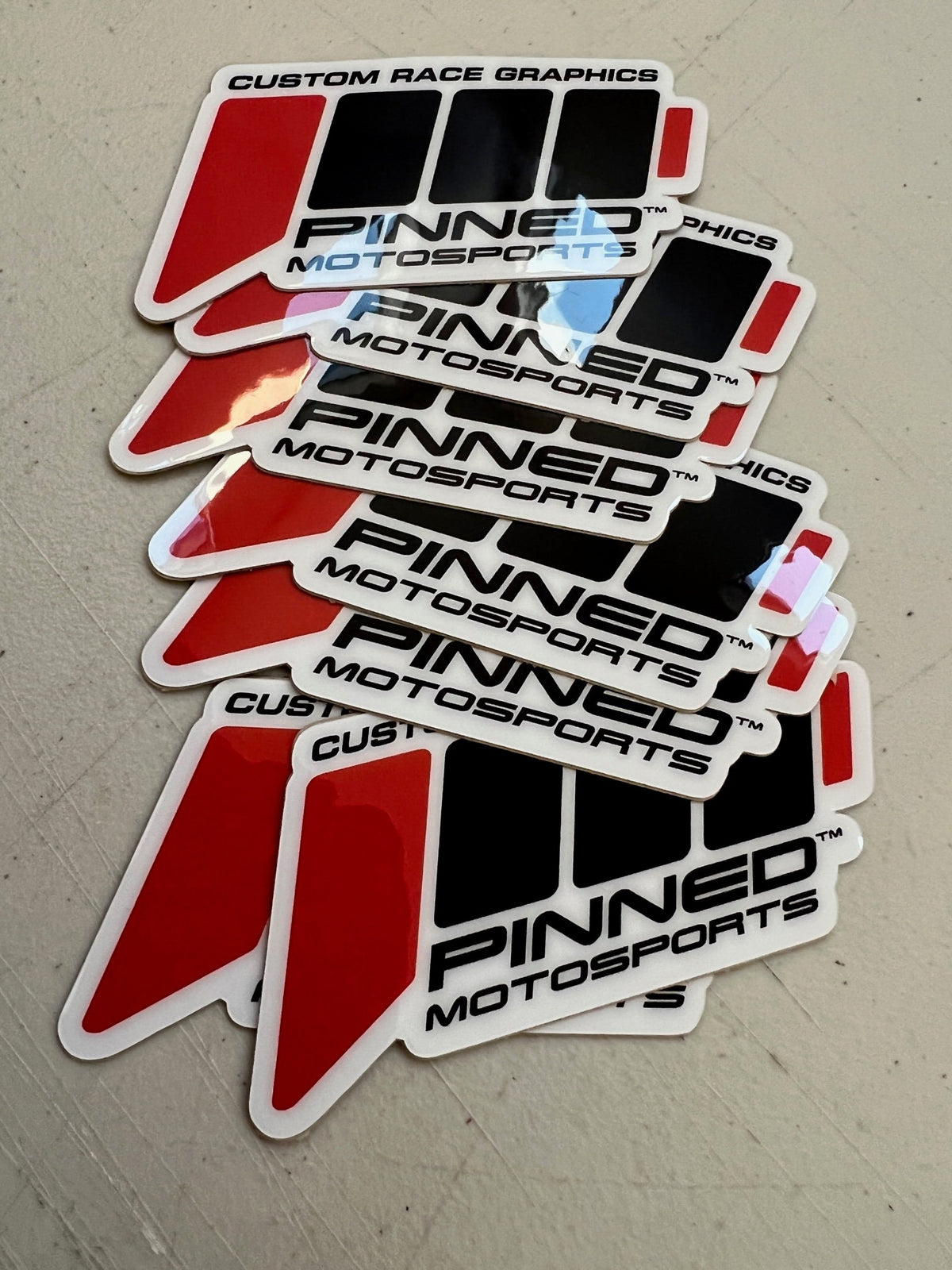 Pinned Motosports Signature Logo Decal, Waterproof Stickers, Logo Decals, Motorsports Stickers