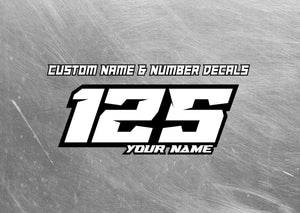 Personalized Name & Number Decal Packs, Non-laminated Custom Stickers, Custom Motorsports Decal Bundles, Personalized Sticker Packs