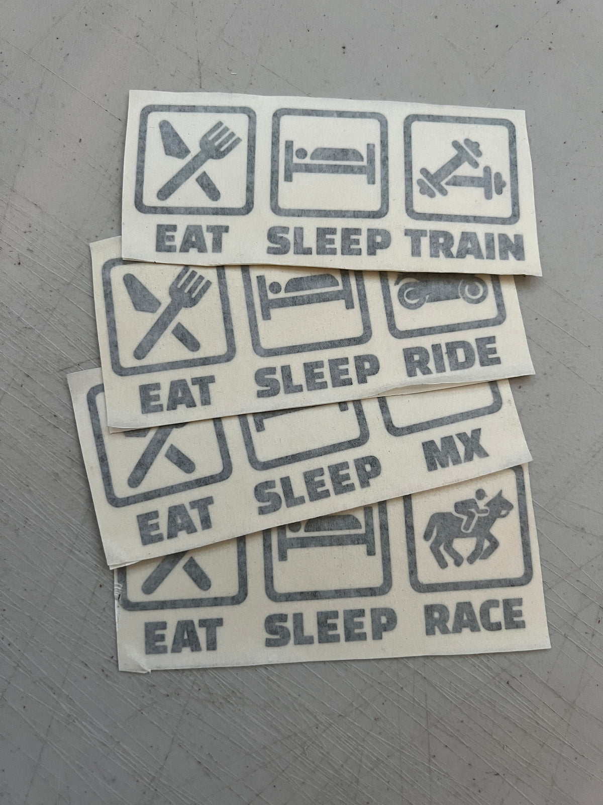 Eat Sleep Train Decals, Eat Sleep Mx Decals, Eat Sleep Ride Decals, Waterproof Stickers