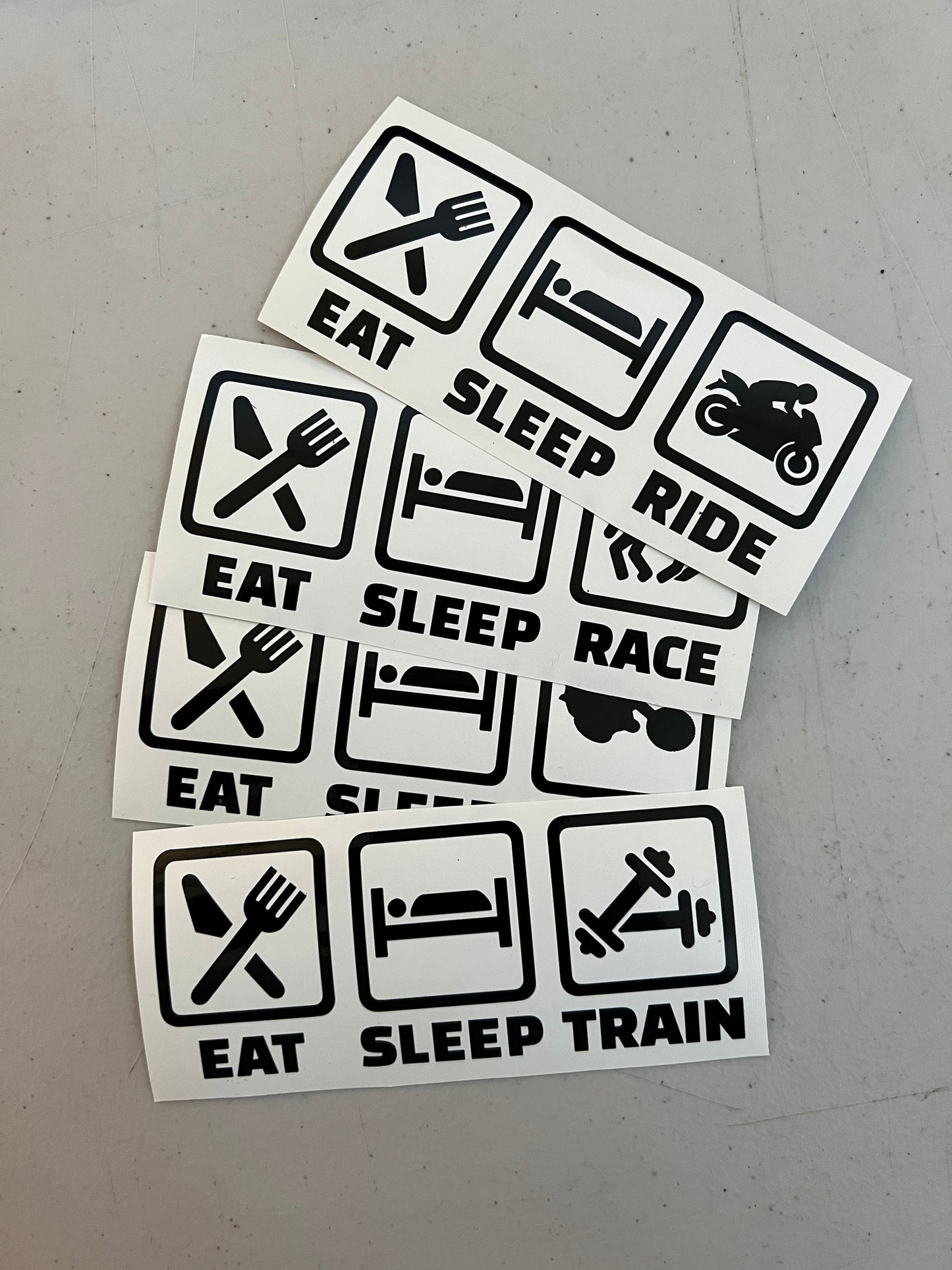Eat Sleep Train Decals, Eat Sleep Mx Decals, Eat Sleep Ride Decals, Waterproof Stickers