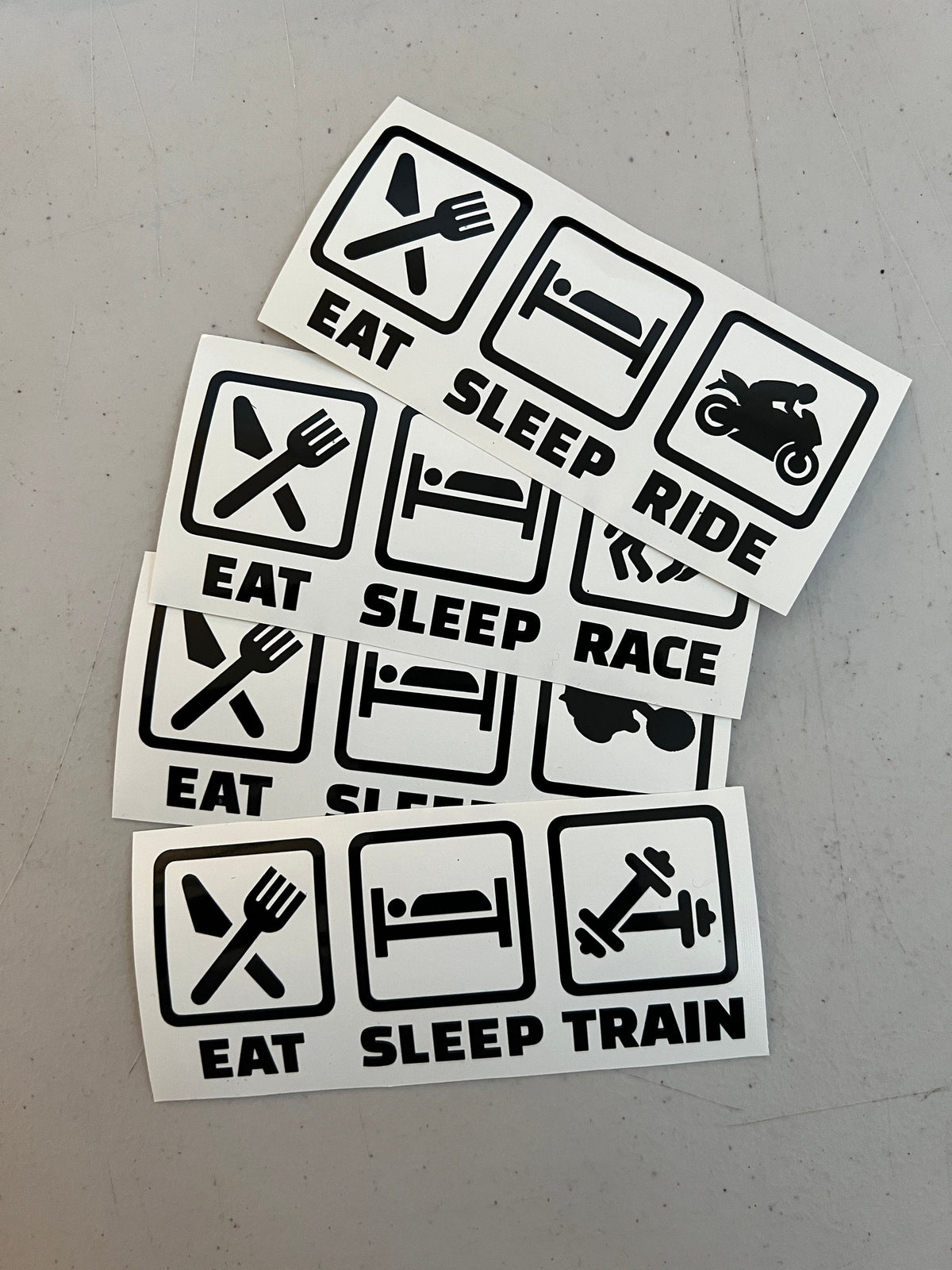 Eat Sleep Train Decals, Eat Sleep Mx Decals, Eat Sleep Ride Decals, Waterproof Stickers