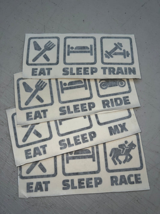 Eat Sleep Train Decals, Eat Sleep Mx Decals, Eat Sleep Ride Decals, Waterproof Stickers