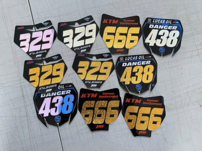 Metallic Mini Plate Decals, Metallic Number Plate decal, Motocross Plate Decals, Waterproof Decals, Metallic Number Decals