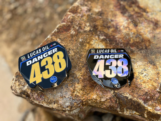 Metallic Mini Plate Decals, Metallic Number Plate decal, Motocross Plate Decals, Waterproof Decals, Metallic Number Decals