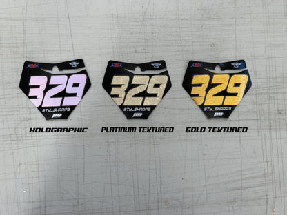 Personalized Metallic Number Plate Decals, Custom Plate decal, Motocross Plate Decals, Waterproof Decals, Number Decals, Any size