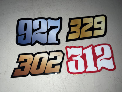 Custom Number Decals, Waterproof Racing Stickers, Motorsports Decals, Personalized Stickers