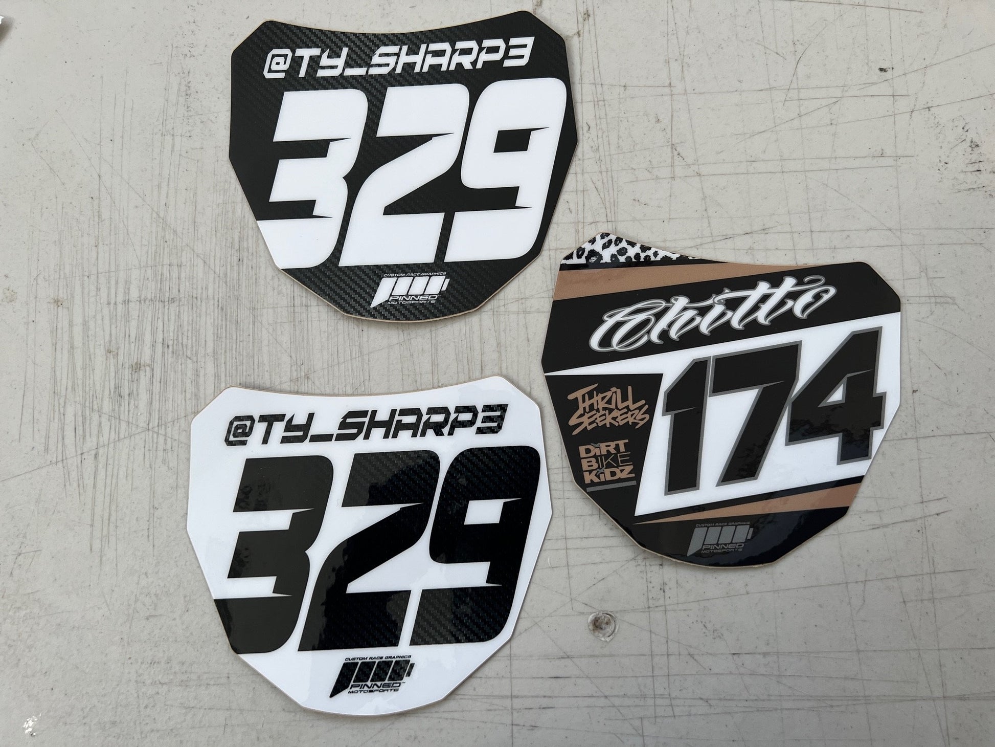 Super Clean Sur-Ron Front Plate Decals, Personalized Name and Number Plate, ODI MTB Plate Decals