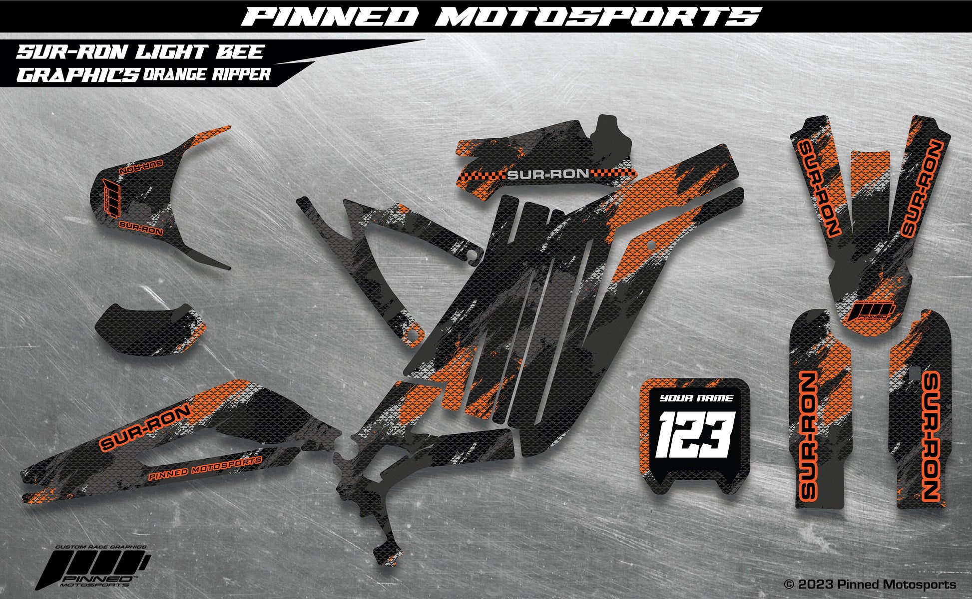 Orange Ripper Personalized Sur-Ron Light Bee Graphics, Sur-Ron Light Bee Full Graphics Kit, Custom Sur-Ron Light Bee Graphics
