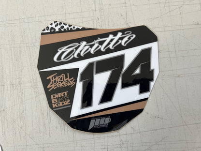 Personalized Sur-Ron Front Plate Decals, Custom Name and Number Plate, ODI MTB Plate Decals