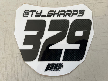 Super Clean Sur-Ron Front Plate Decals, Personalized Name and Number Plate, ODI MTB Plate Decals