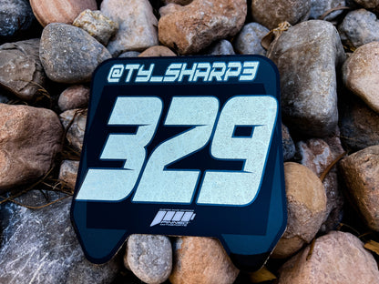 Metallic Sur-Ron Front Plate Decals, Custom Name and Number Plate, ODI MTB Plate Decals