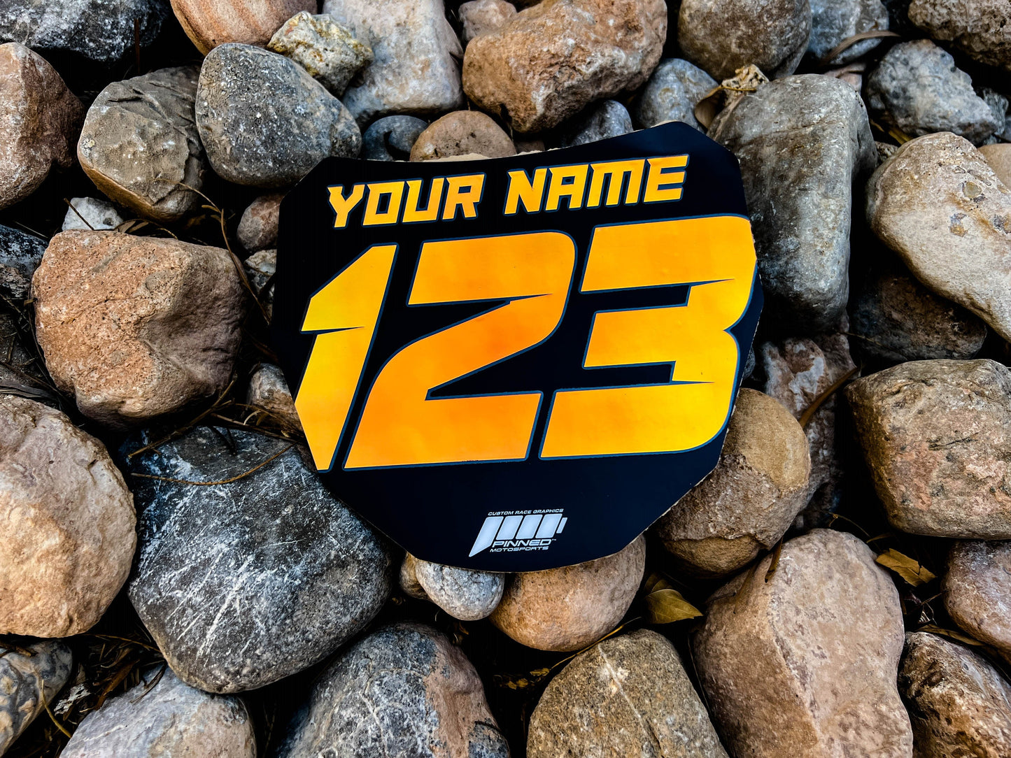 Metallic Sur-Ron Front Plate Decals, Custom Name and Number Plate, ODI MTB Plate Decals