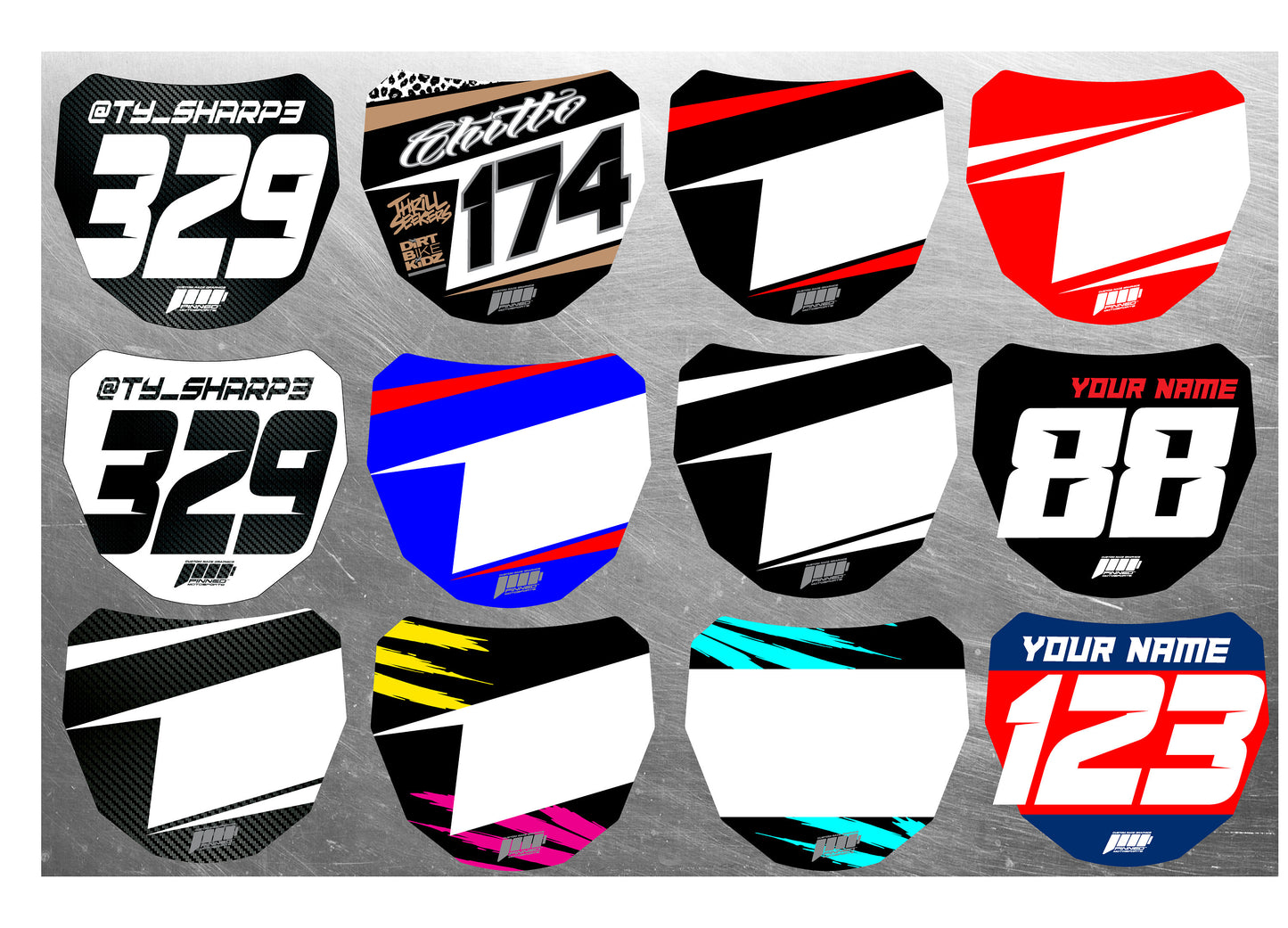 Personalized Sur-Ron Front Plate Decals, Custom Name and Number Plate, ODI MTB Plate Decals