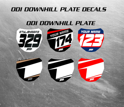 ODI Downhill Front Plate Decals, Custom Name Number Plate decals, ODI MTB Plate Decals