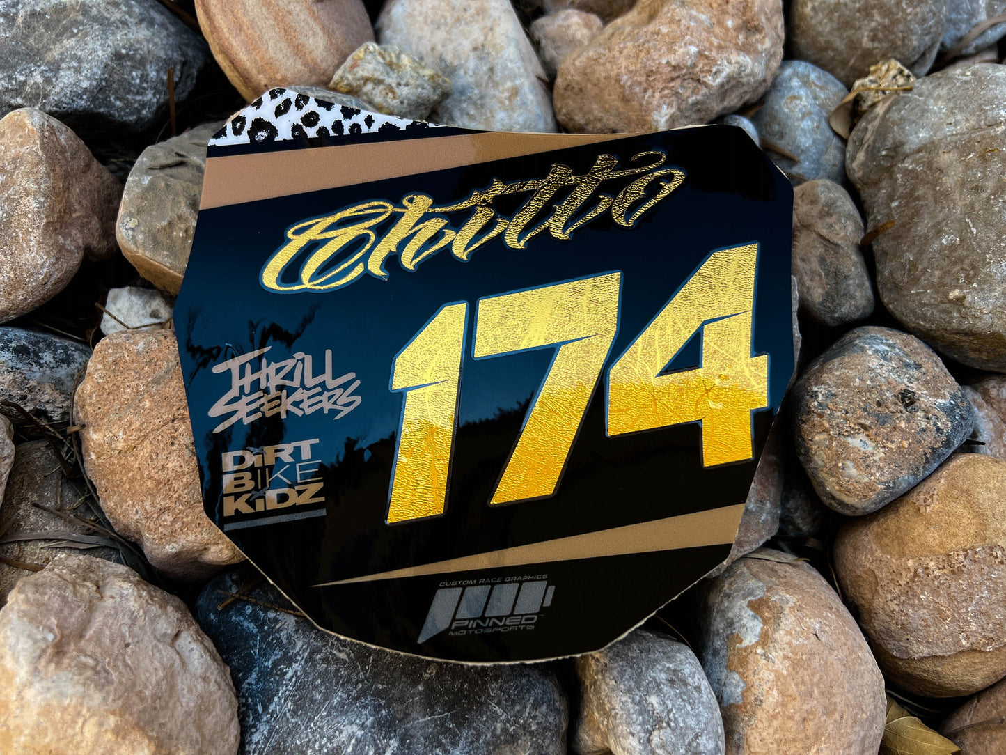 Metallic Sur-Ron Front Plate Decals, Custom Name and Number Plate, ODI MTB Plate Decals