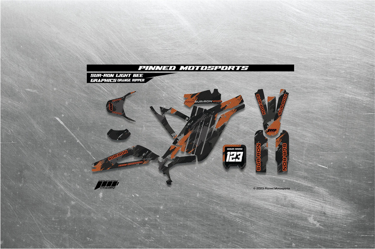 Orange Ripper Personalized Sur-Ron Light Bee Graphics, Sur-Ron Light Bee Full Graphics Kit, Custom Sur-Ron Light Bee Graphics