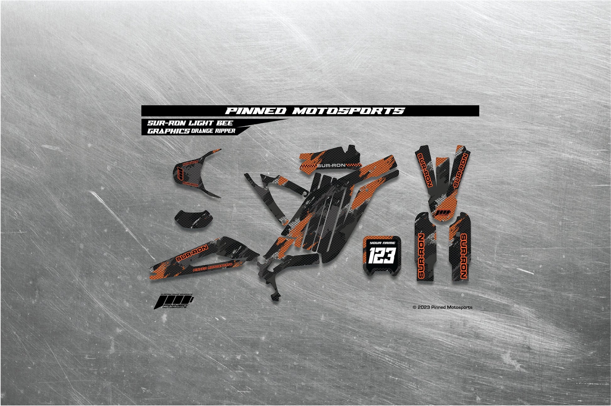 Orange Ripper Personalized Sur-Ron Light Bee Graphics, Sur-Ron Light Bee Full Graphics Kit, Custom Sur-Ron Light Bee Graphics