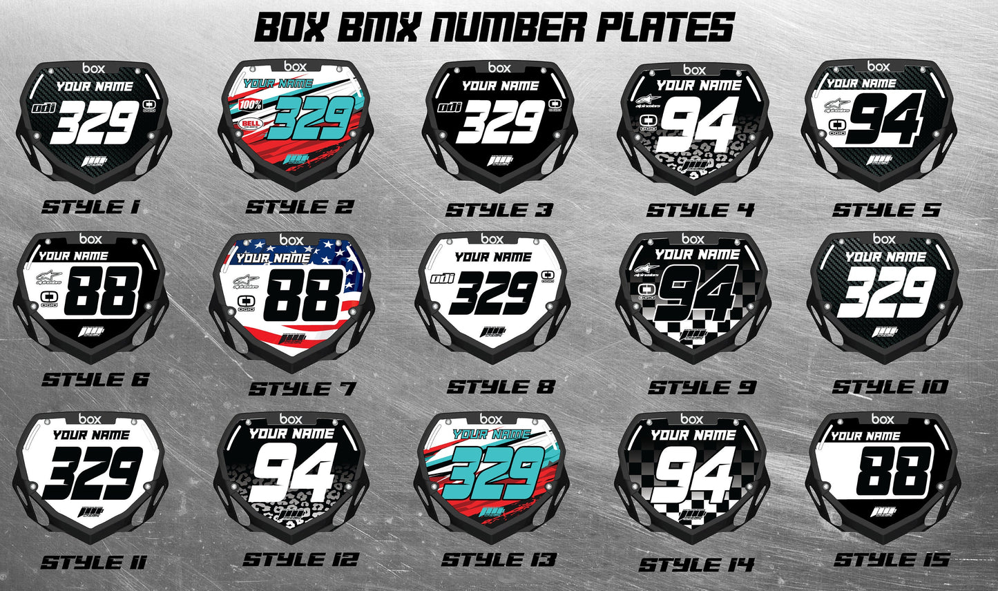 Full Color Chrome BMX Number Plate Decals, Chrome BMX Plate Decals, Chrome BMX Decals