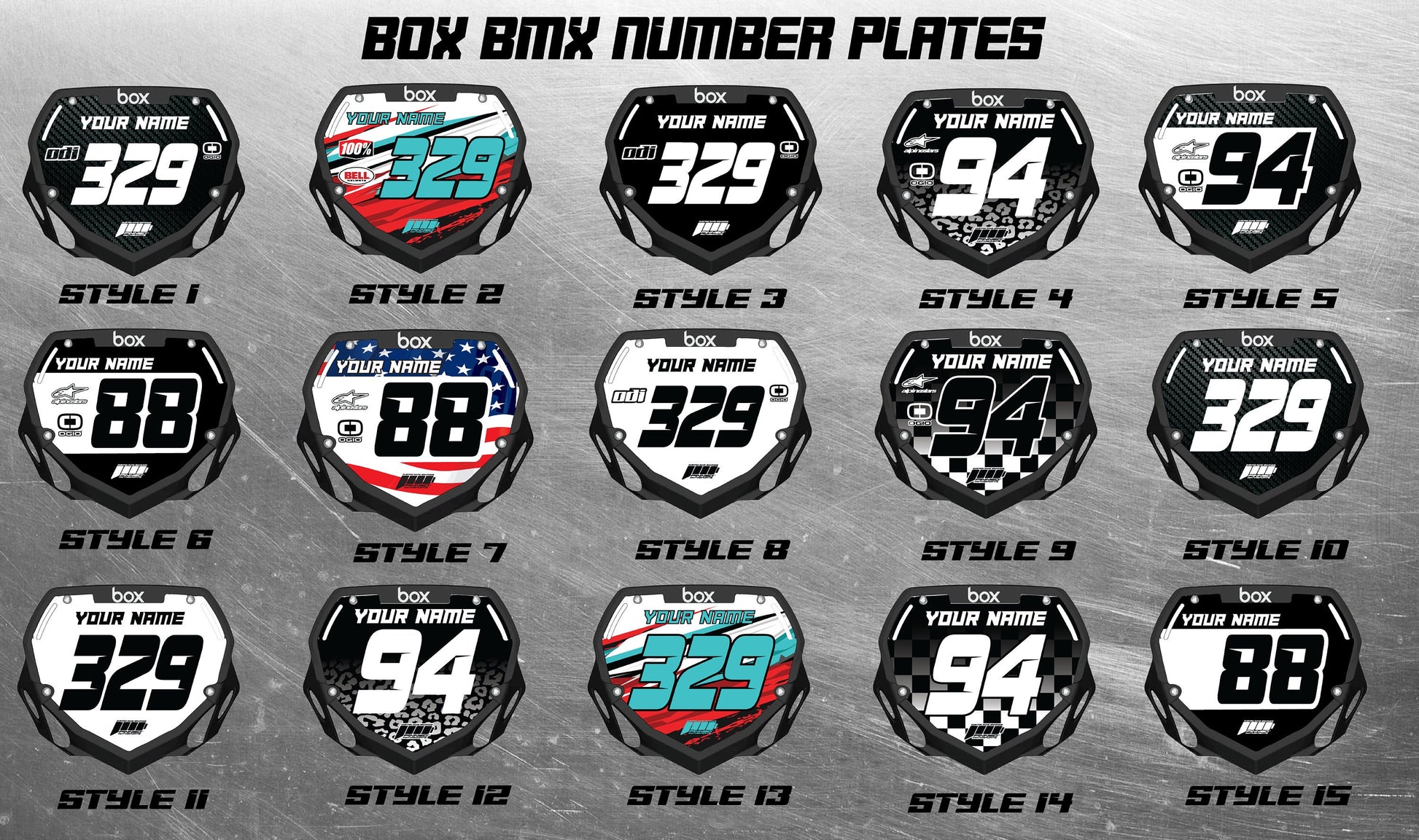 Full Color Chrome BMX Number Plate Decals, Chrome BMX Plate Decals, Chrome BMX Decals