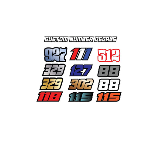 Personalized Number Decal Packs, Non-laminated Custom Stickers, Custom Motorsports Decal Bundles, Personalized Sticker Packs