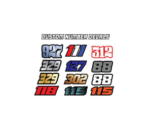 Personalized Number Decal Packs, Non-laminated Custom Stickers, Custom Motorsports Decal Bundles, Personalized Sticker Packs