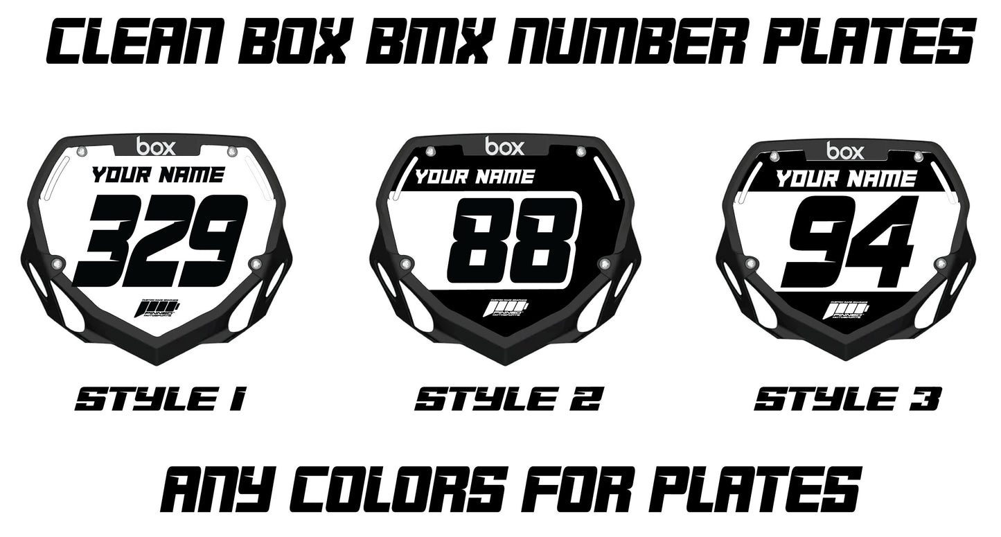 Chrome Colored BMX Number Plate Decals, Custom BMX Plate decal, Clean BMX Plate Decals