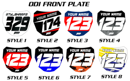 Chrome ODI Downhill Front Plate Decals, Chrome Name Number Plate decals, Fulll Color Chrome ODI MTB Plate Decals