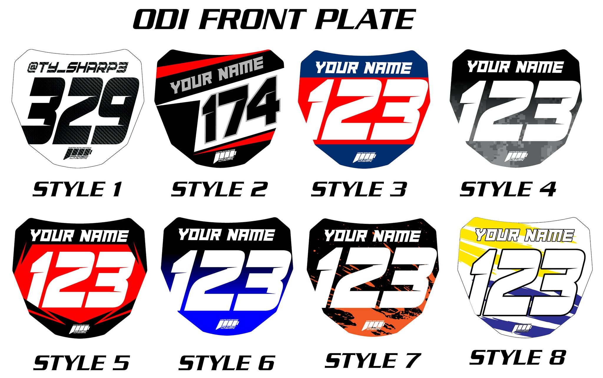 Chrome ODI Downhill Front Plate Decals, Chrome Name Number Plate decals, Fulll Color Chrome ODI MTB Plate Decals