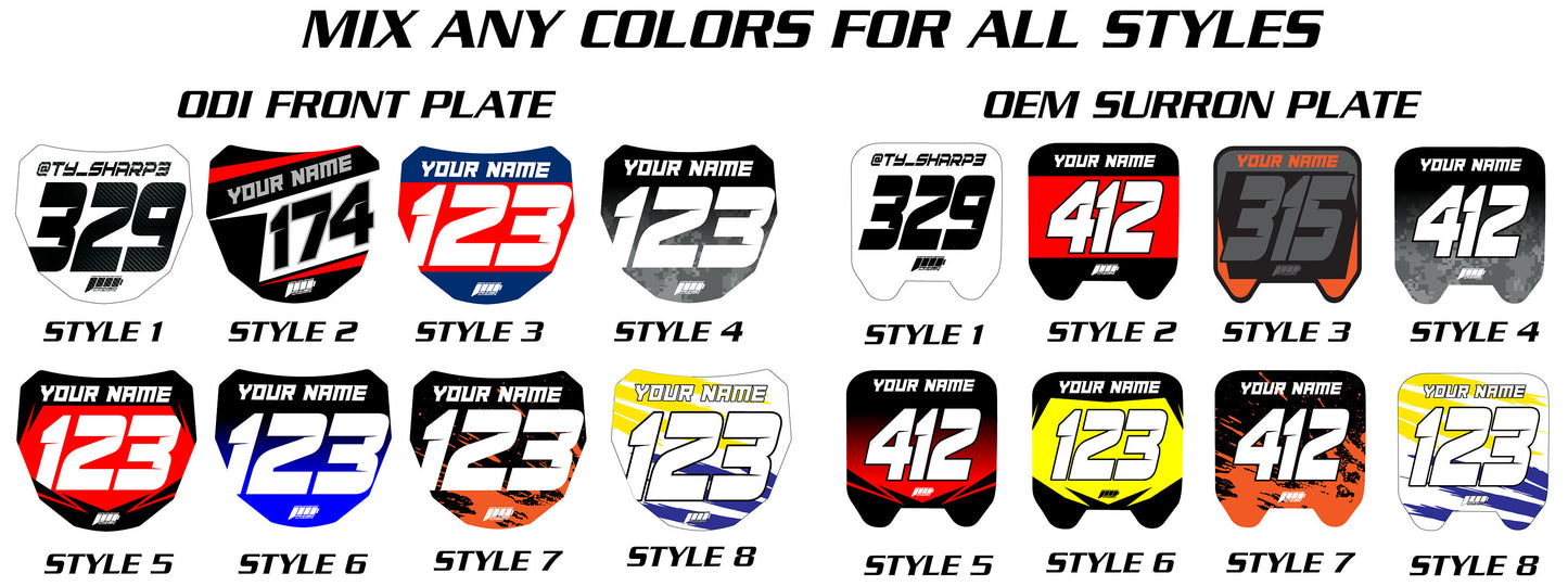Personalized Sur-Ron Front Plate Decals, Custom Name and Number Plate, ODI MTB Plate Decals