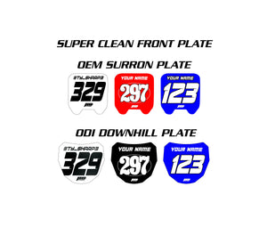 Super Clean Surron Front Plate Decals, Personalized Name Number Plate decals, ODI MTB Plate Decals, Surron Decals, Custom Sur-ron