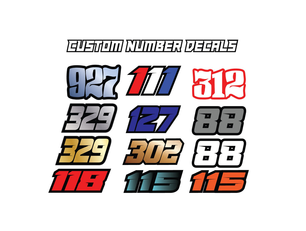 Custom Number Decals, Waterproof Racing Stickers, Motorsports Decals, Personalized Stickers
