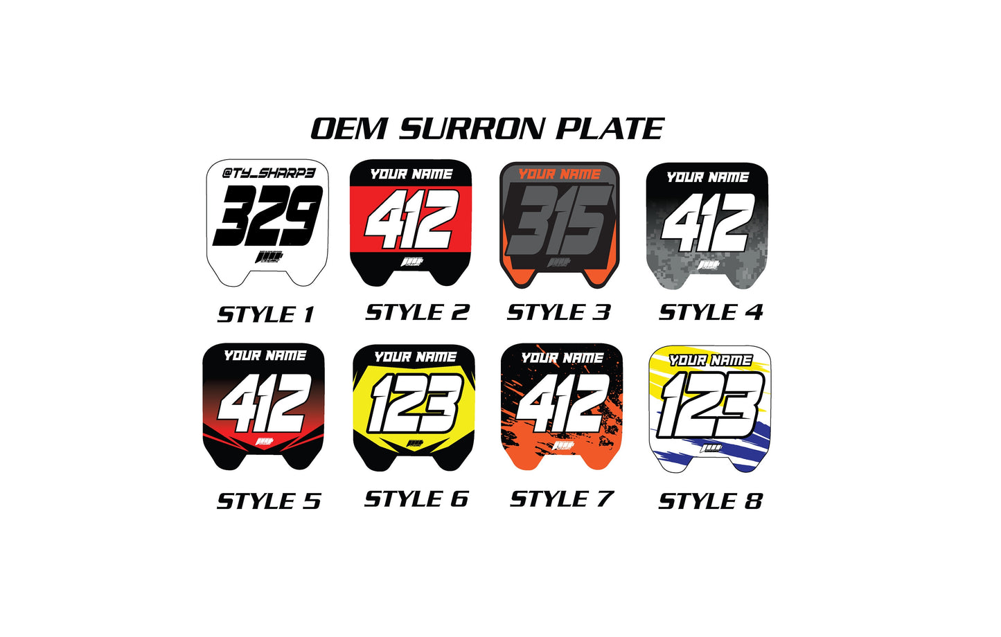 Personalized Sur-Ron Front Plate Decals, Custom Name and Number Plate, ODI MTB Plate Decals