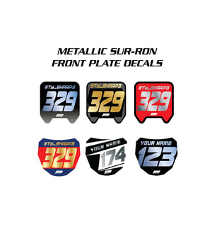 Metallic Surron Front Plate Decals, Custom Name Number Plate decals, ODI MTB Plate Decals, Surron Decals