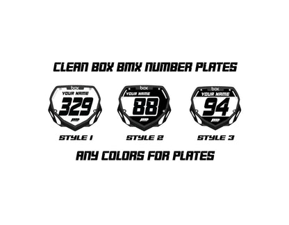 Clean Box BMX Number Plate Decals, Custom Box mini Plate decals, Box BMX Plate Decals, BMX Decals