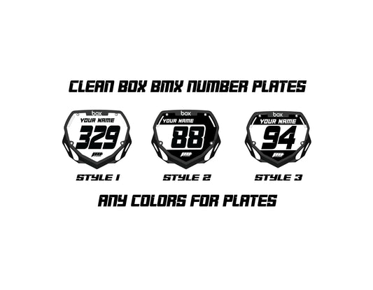 Clean Box BMX Number Plate Decals, Custom Box mini Plate decals, Box BMX Plate Decals, BMX Decals