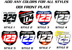 Chrome ODI Downhill Front Plate Decals, Chrome Name Number Plate decals, Fulll Color Chrome ODI MTB Plate Decals