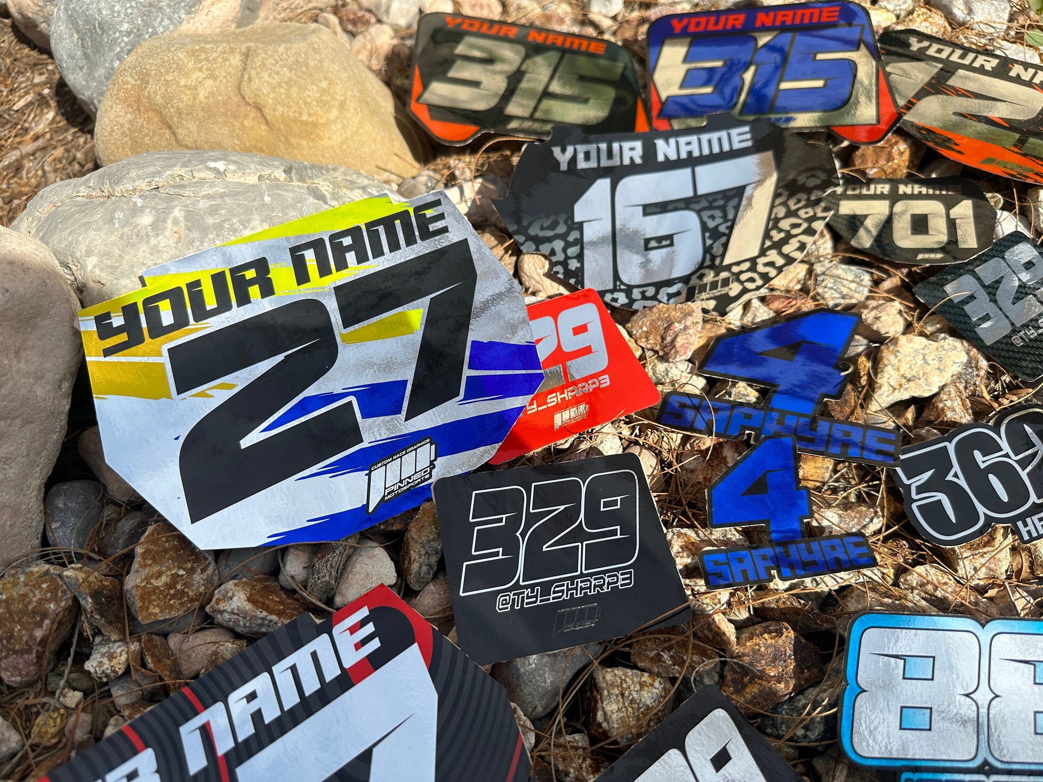 Chrome Mini Plate Decals, Metallic Number Plate decal, Chrome Motocross Plate Decals