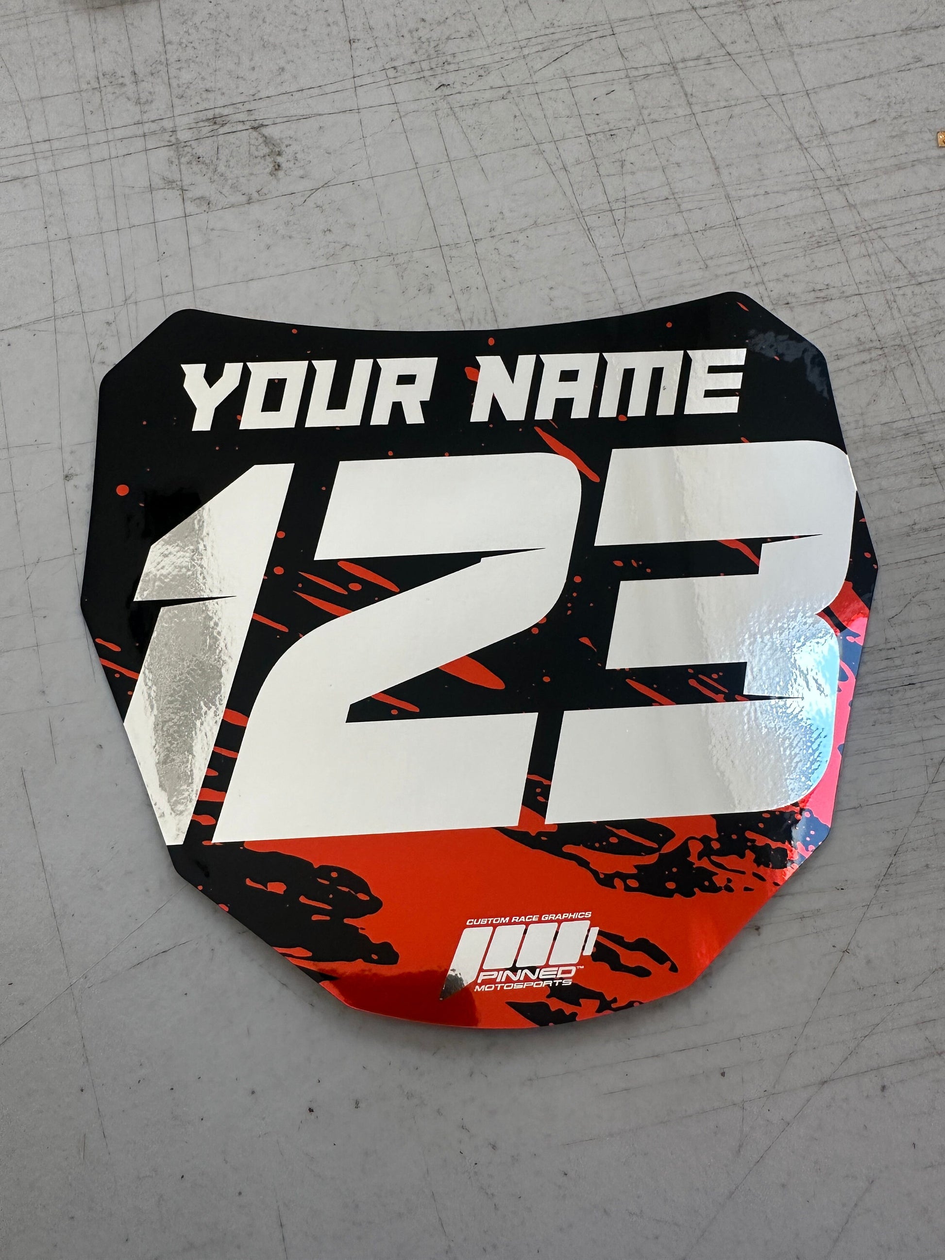 Chrome ODI Downhill Front Plate Decals, Chrome Name Number Plate decals, Fulll Color Chrome ODI MTB Plate Decals